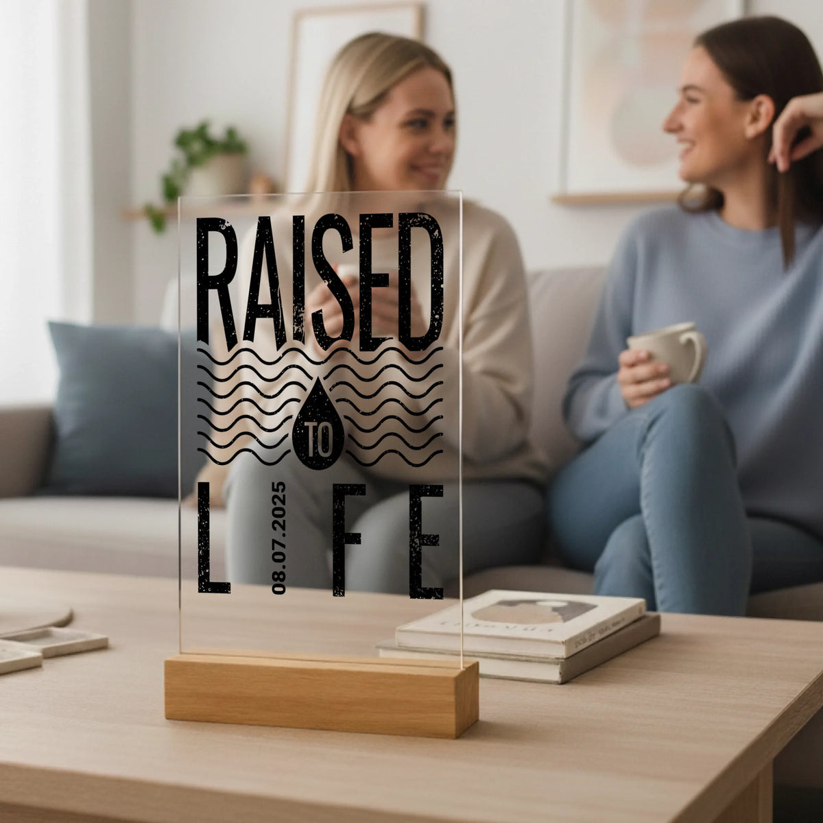 Personalisierter Acrylaufsteller mit Holzsockel, christliche Deko und Geschenkidee, stilvoll für eine Freundin