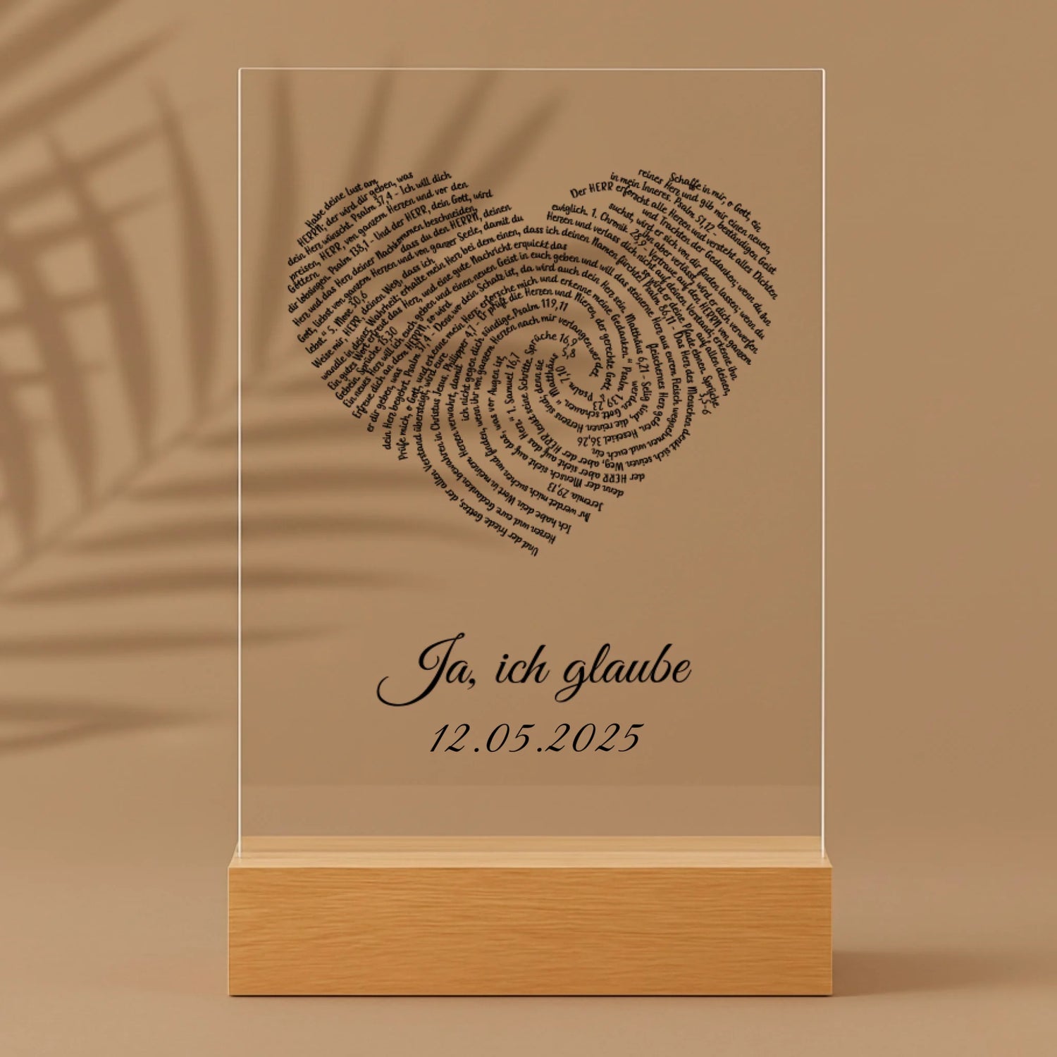 Neues Herz - Personalisierte Acryltafel mit Bibelvers Fingerabdruck (20x30)