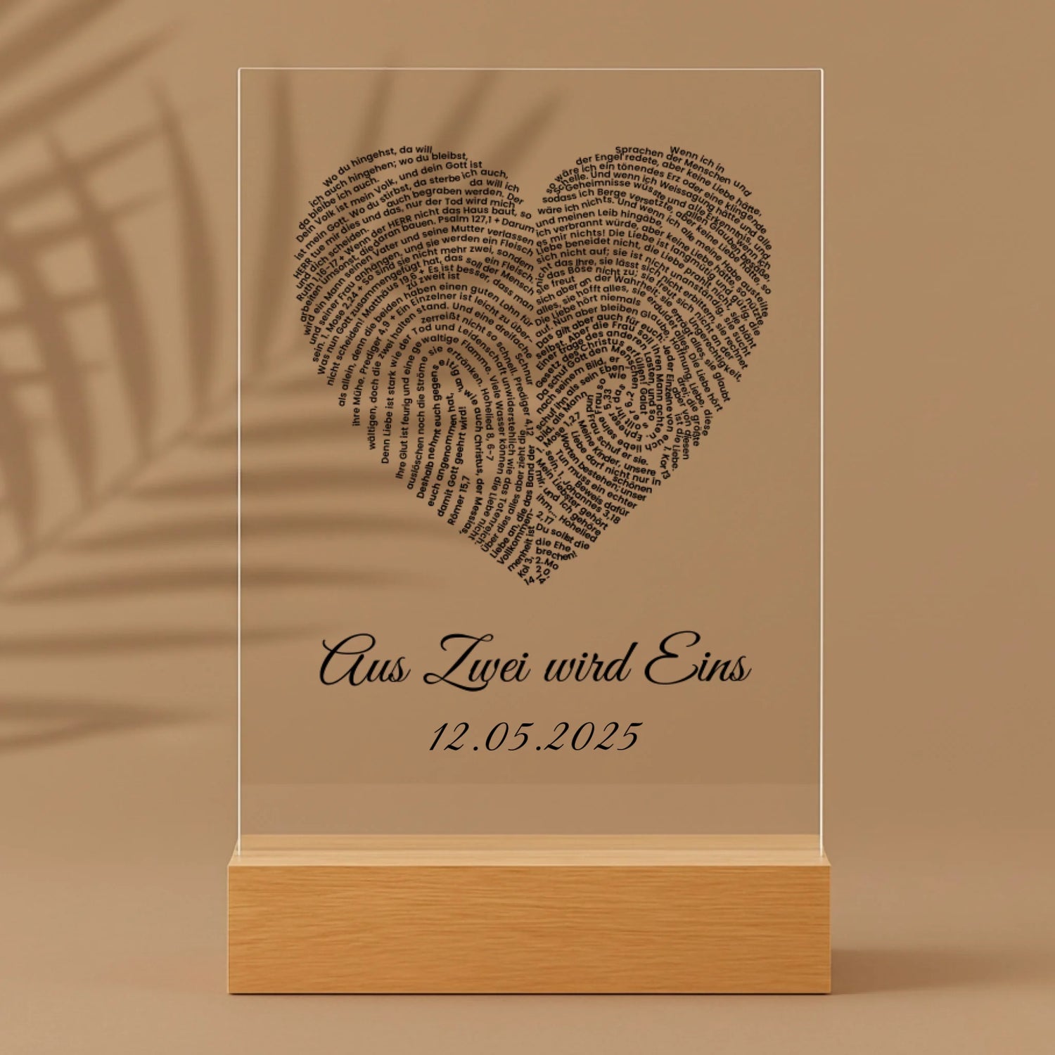Aus Zwei wird Eins - Personalisierte Acryltafel mit Bibelvers Fingerabdruck (20x30)