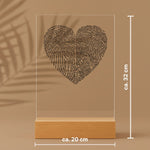 Personalisierter Acrylaufsteller mit Holzsockel, christliche Deko und Geschenkidee, mit Größenangaben