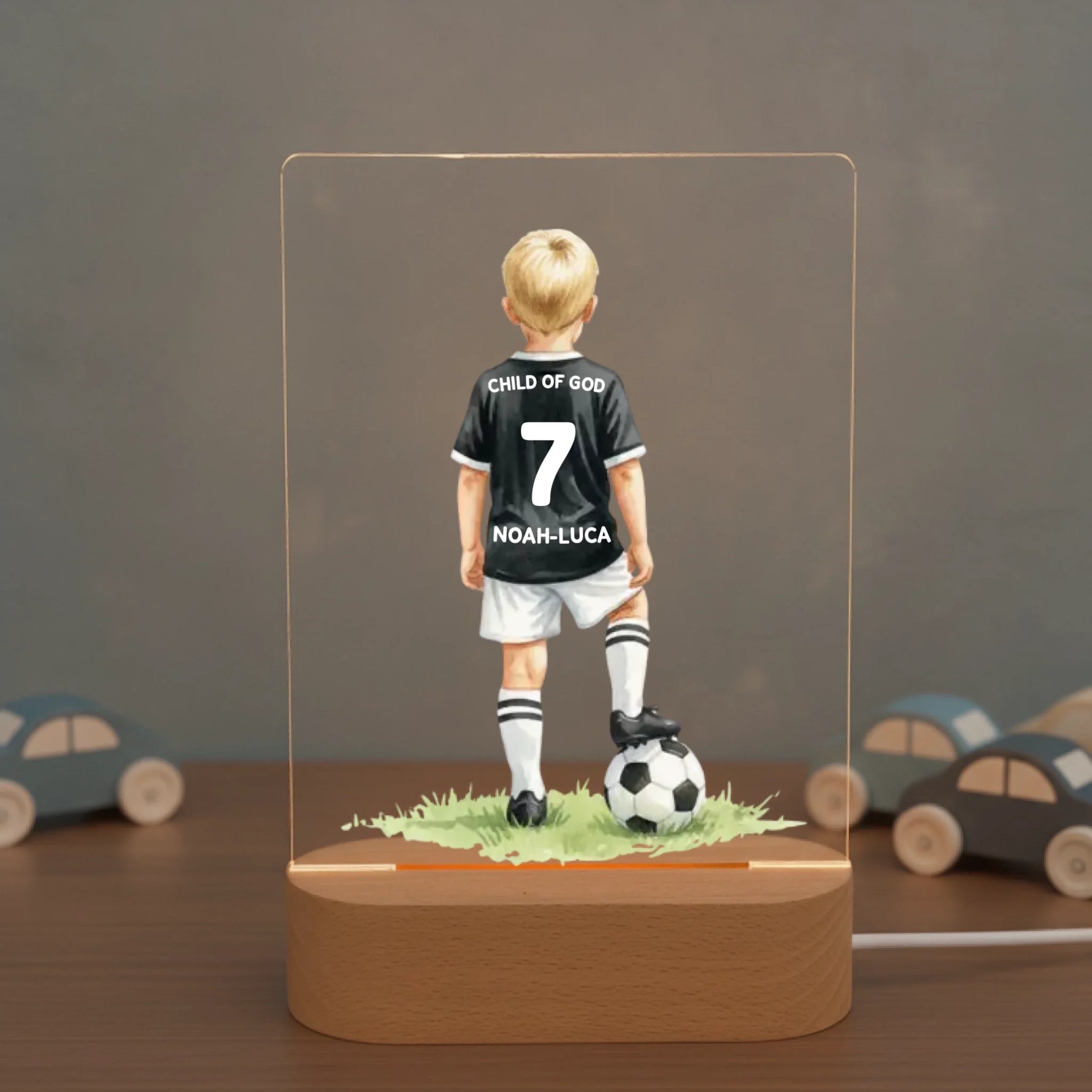 Personalisiertes LED Nachtlicht Christliche Deko und Geschenk Kinderzimmer Autos