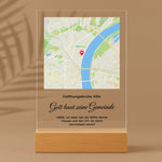 Personalisierter Acrylaufsteller mit Holzsockel, christliche Deko und Geschenkidee, stilvoll mit Palmenschatten