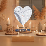 Personalisierter Acrylaufsteller mit Holzsockel, christliche Deko und Geschenkidee, stilvoll mit romantischen Kerzen