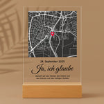 Personalisierter Acrylaufsteller mit Holzsockel, christliche Deko und Geschenkidee, stilvoll mit Palmenschatten