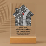 Personalisierter Acrylaufsteller mit Holzsockel, christliche Deko und Geschenkidee, stilvoll mit Palmenschatten