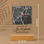 Personalisierter Acrylaufsteller mit Holzsockel, christliche Deko und Geschenkidee, mit Größenangaben