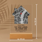 Personalisierter Acrylaufsteller mit Holzsockel, christliche Deko und Geschenkidee, mit Größenangaben