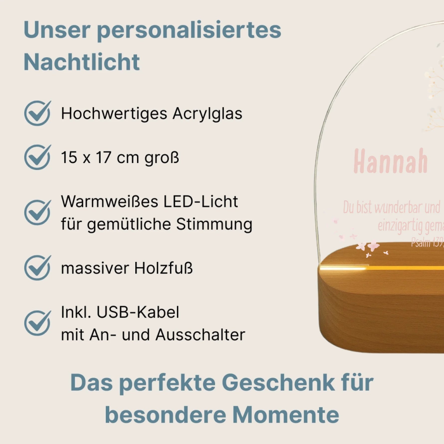 Personalisiertes LED Nachtlicht Christliche Deko und Geschenk Vorteile