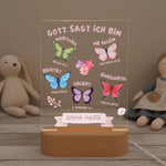 Personalisiertes LED Nachtlicht Christliche Deko und Geschenk Kinderzimmer Teddy und Puppe