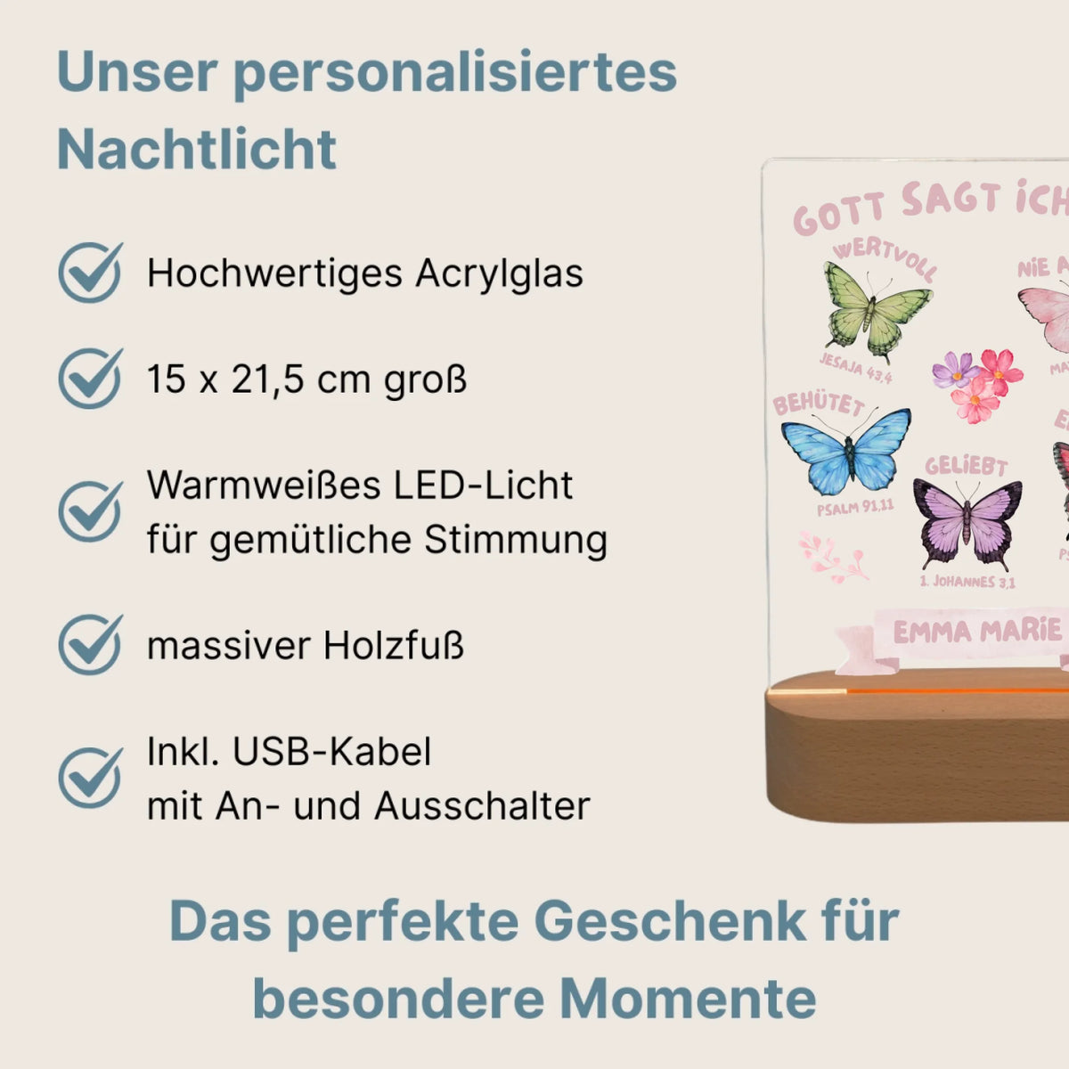 Personalisiertes LED Nachtlicht Christliche Deko und Geschenk Vorteile