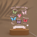 Personalisiertes LED Nachtlicht Christliche Deko und Geschenk mit Schatten von Palme