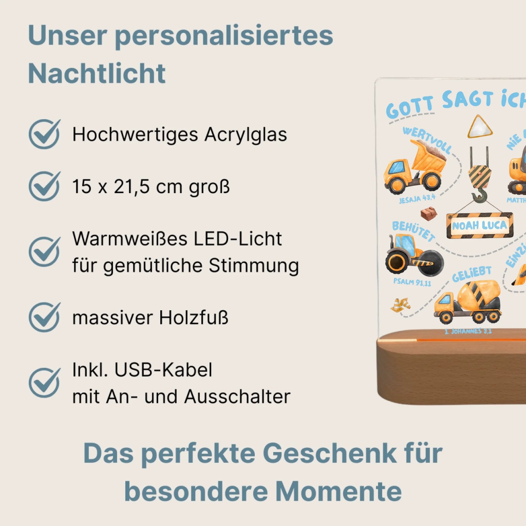 Personalisiertes LED Nachtlicht Christliche Deko und Geschenk Vorteile