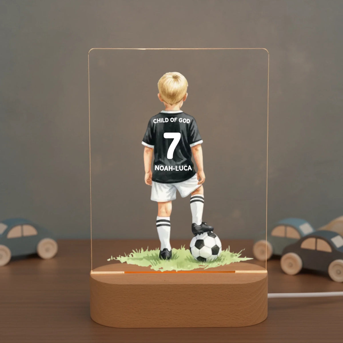 Personalisiertes LED Nachtlicht Christliche Deko und Geschenk Kinderzimmer Autos