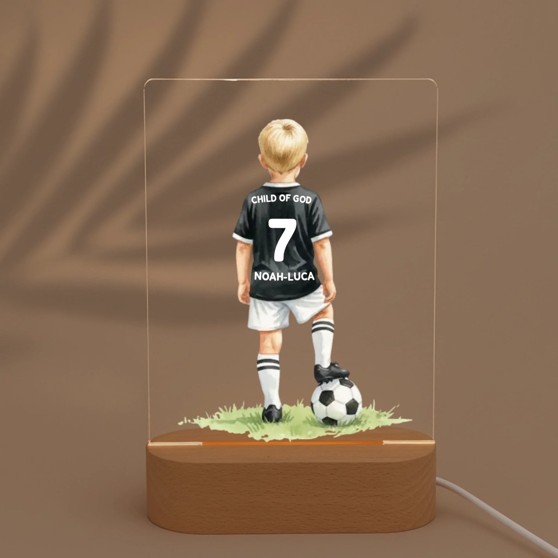 Personalisiertes LED Nachtlicht Christliche Deko und Geschenk mit Schatten von Palme