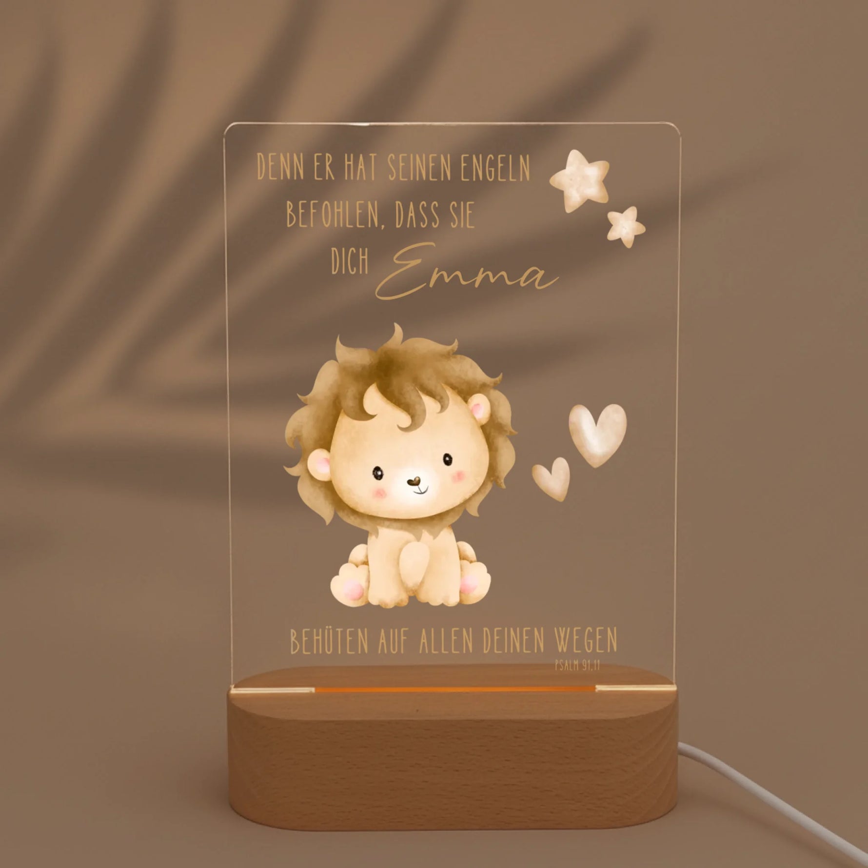 Personalisiertes LED Nachtlicht Christliche Deko und Geschenk mit Schatten von Palme