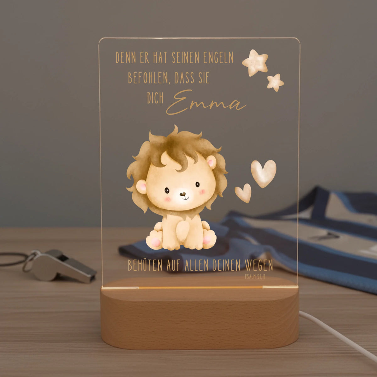 Personalisiertes LED Nachtlicht Christliche Deko und Geschenk fürs Kinderzimmer Fußball