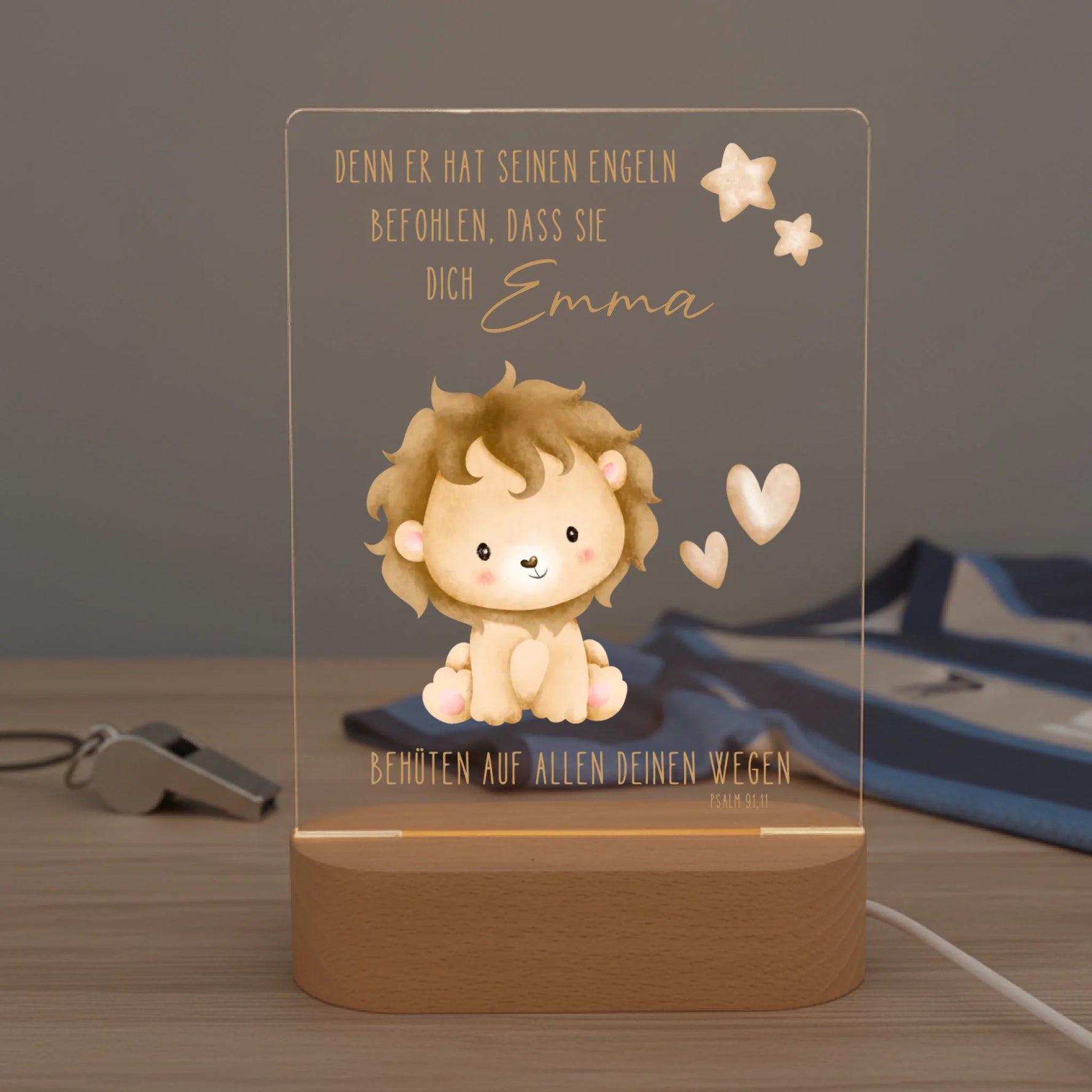 Personalisiertes LED Nachtlicht Christliche Deko und Geschenk fürs Kinderzimmer Fußball