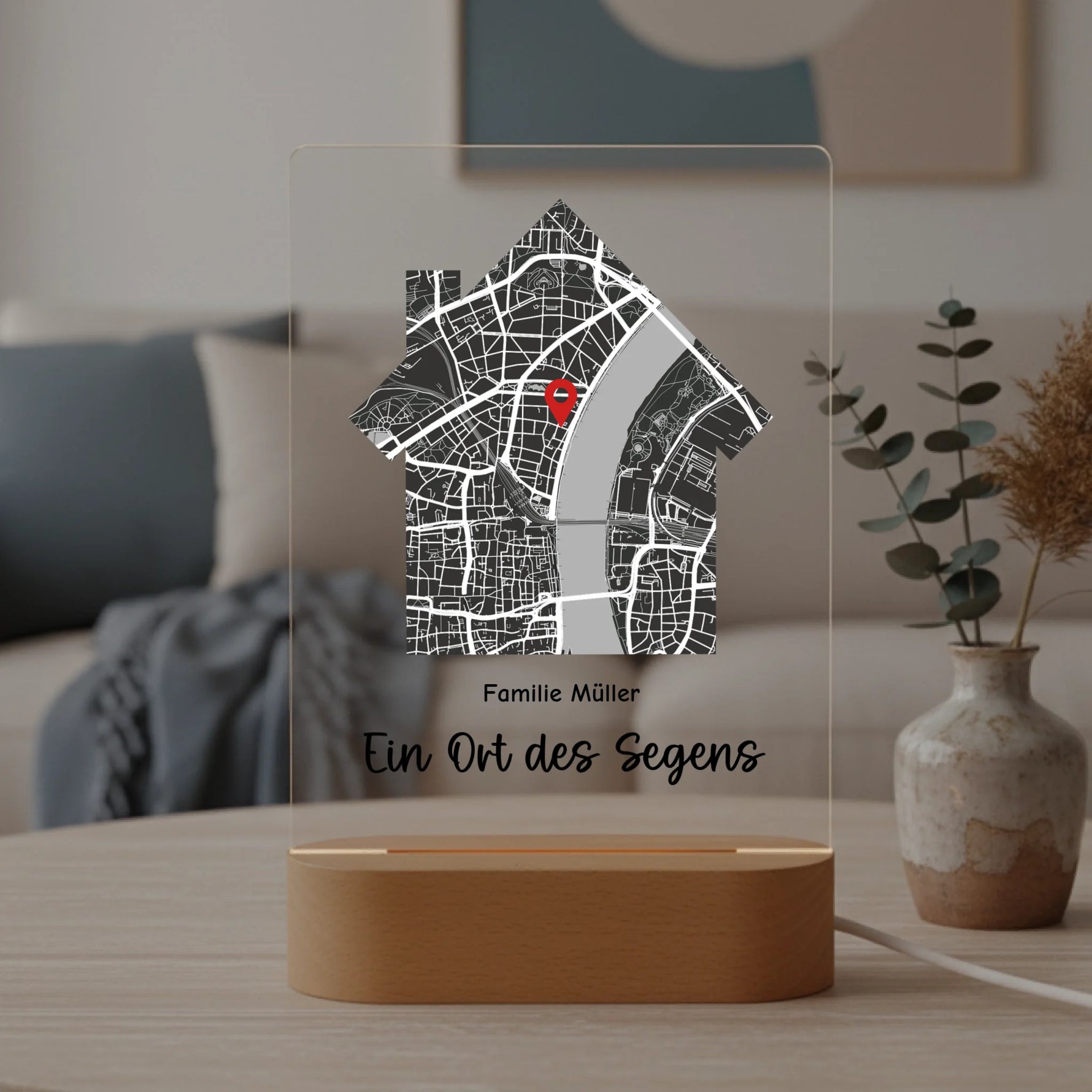 Personalisiertes LED Nachtlicht Christliche Deko und Geschenk im Wohnzimmer Vase mit Blumen