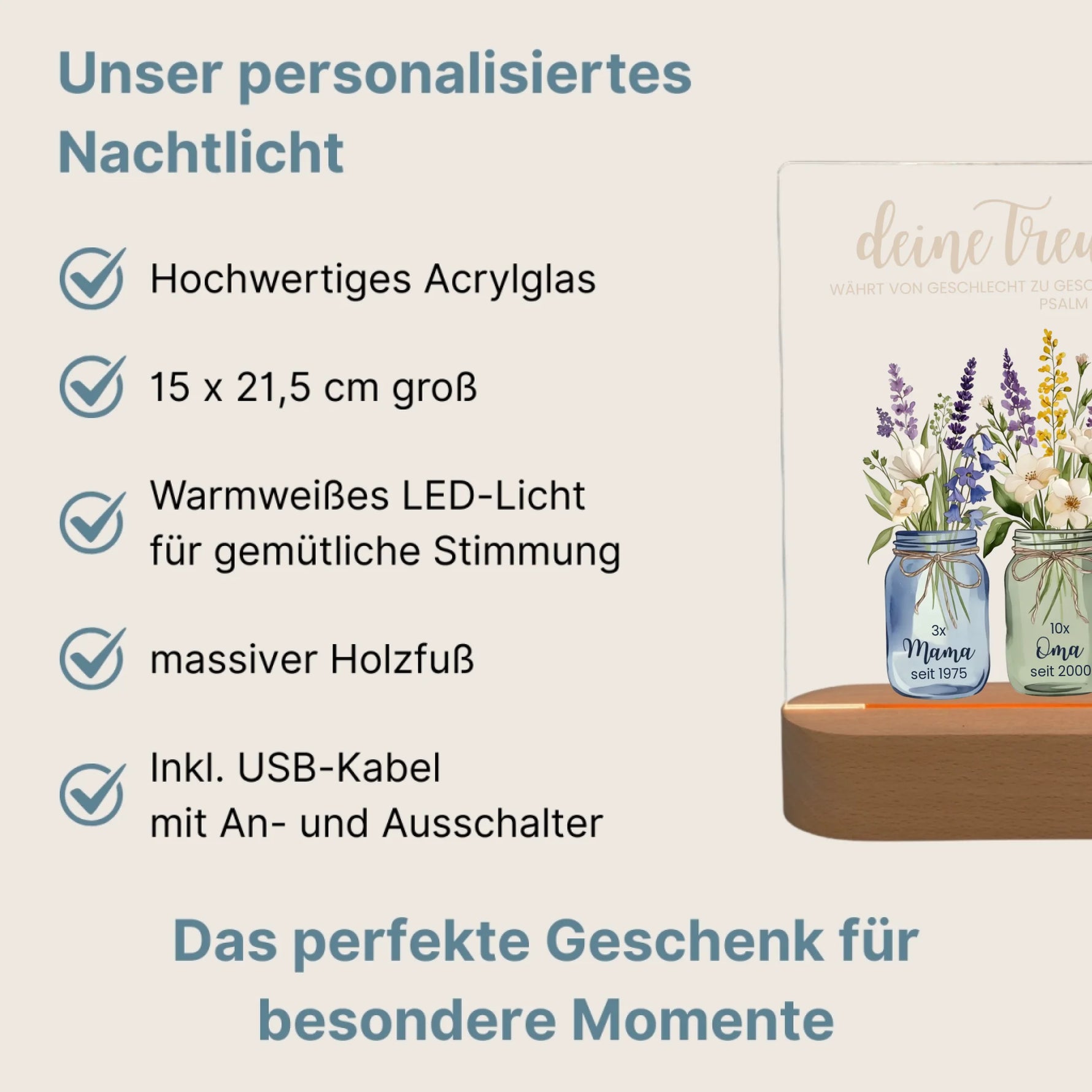Personalisiertes LED Nachtlicht Christliche Deko und Geschenk Vorteile