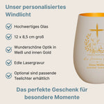 Produktbeschreibung Windlicht Weiß Gold