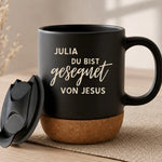 Keramiktasse mit Kork und Deckel