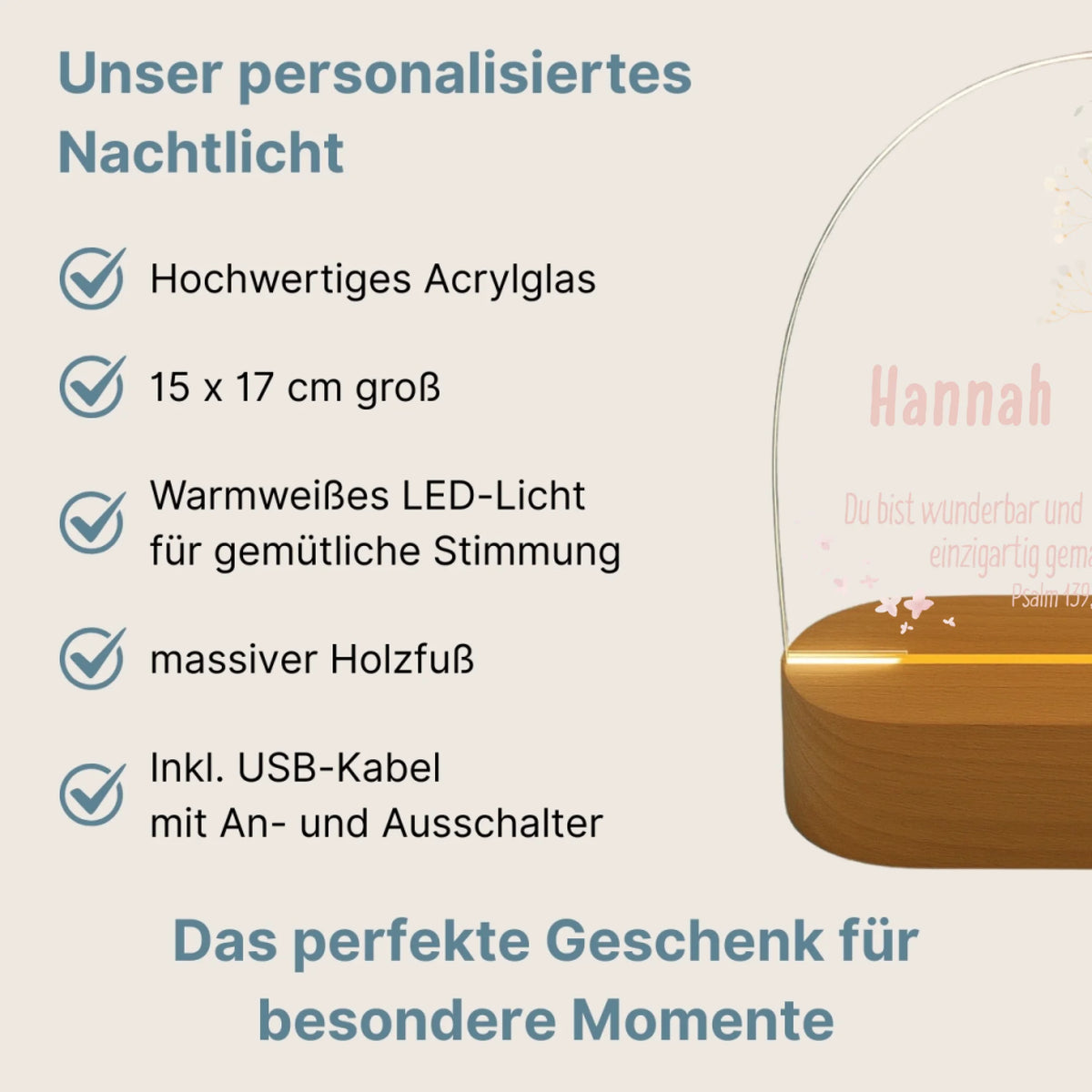 Personalisiertes LED Nachtlicht Christliche Deko und Geschenk Vorteile